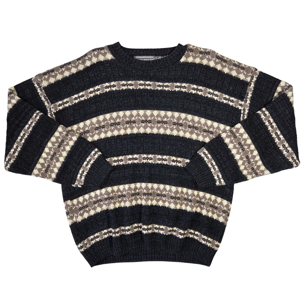 David Taylor Vintage 90s‎ Fair Isle Grandpa Sweater Mens Large Made in USA Retro